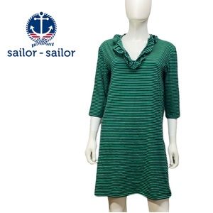 Sailor Sailor Skipper Green/Navy Striped Dress [T51]